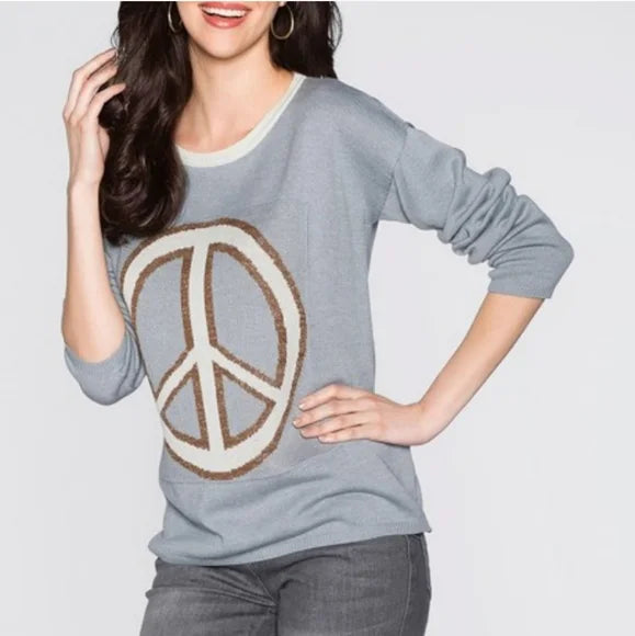 VENUS Grey Peace Sign Sweater- S