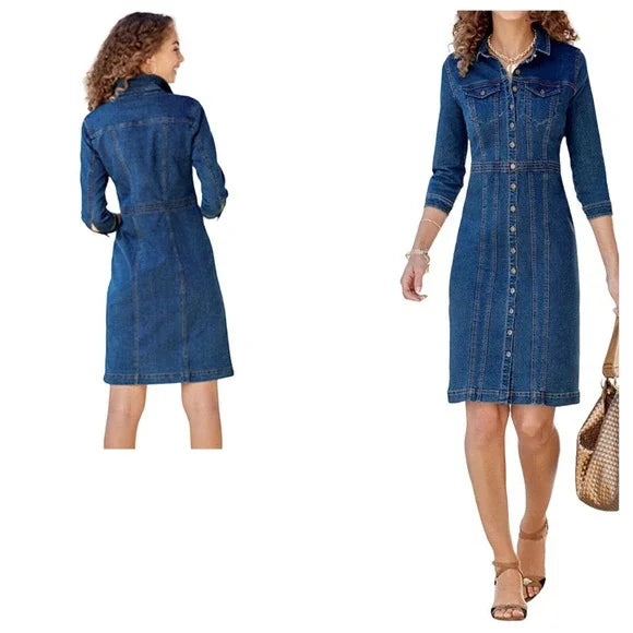 Monroe & Main Denim Button Up Dress- 6