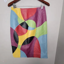 Load image into Gallery viewer, Metrostyle Leather Rainbow Patchwork Skirt - Size 6

