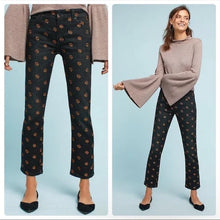 Load image into Gallery viewer, Anthropologie Pilcro And The Letterpress Gold Embroidered Black Jeans- 28
