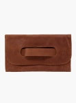 Brown Fold Over Handle Clutch