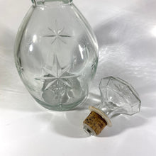 Load image into Gallery viewer, Mid-Century Modern Clear Starburst Cut Glass Cork Stopper Decanter
