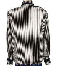 Load image into Gallery viewer, Camille Claudel Black + Silver Stripe Double Collar Blouse- 8
