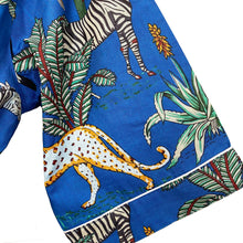 Load image into Gallery viewer, Blue Jungle Long Cotton Robe
