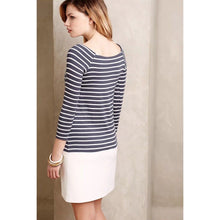 Load image into Gallery viewer, Bailey 44 Grey Striped Dress w/ Faux Leather Drop Waist- L
