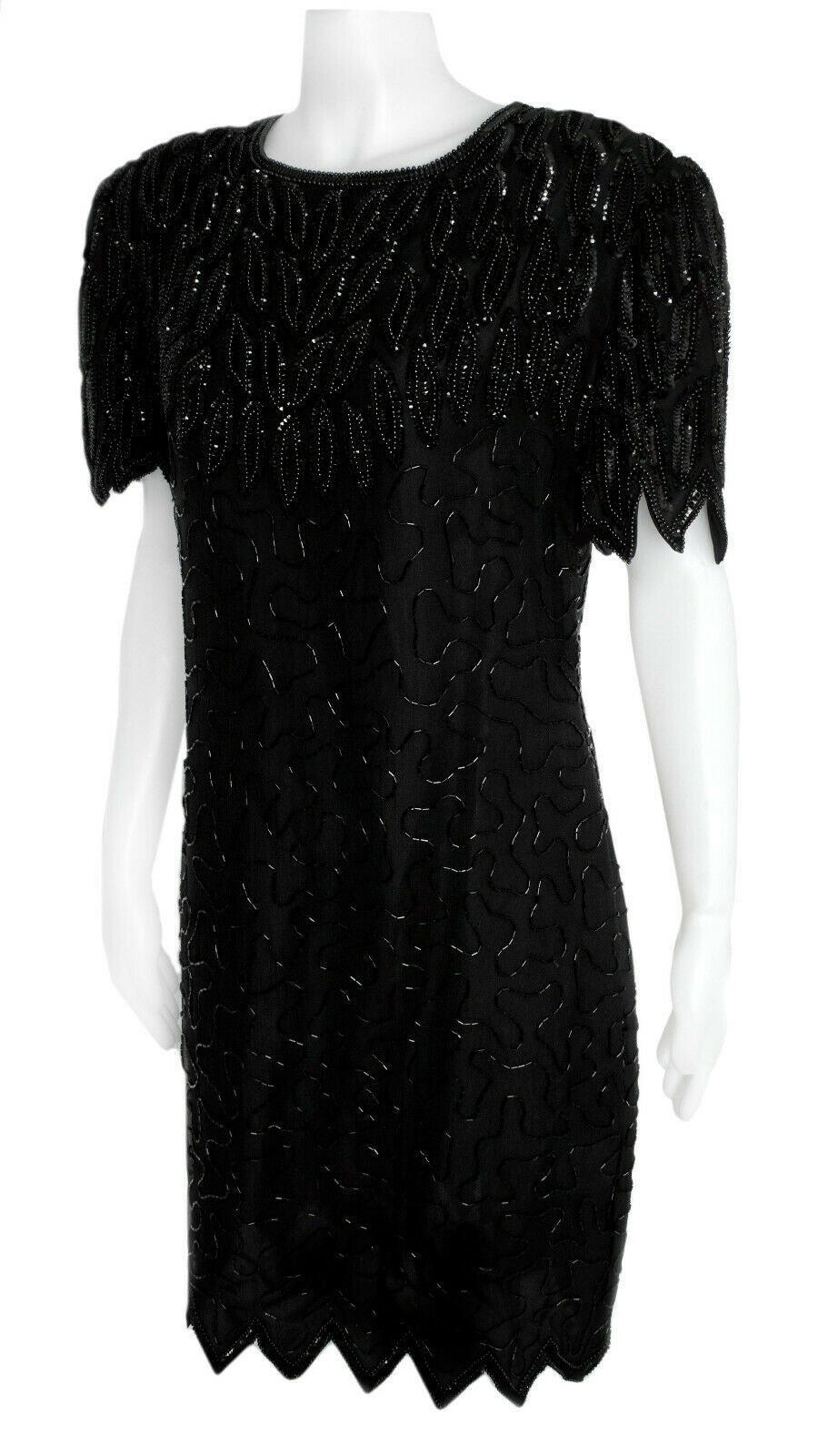 Vintage Black Beaded Laurence Kozan Dress - M