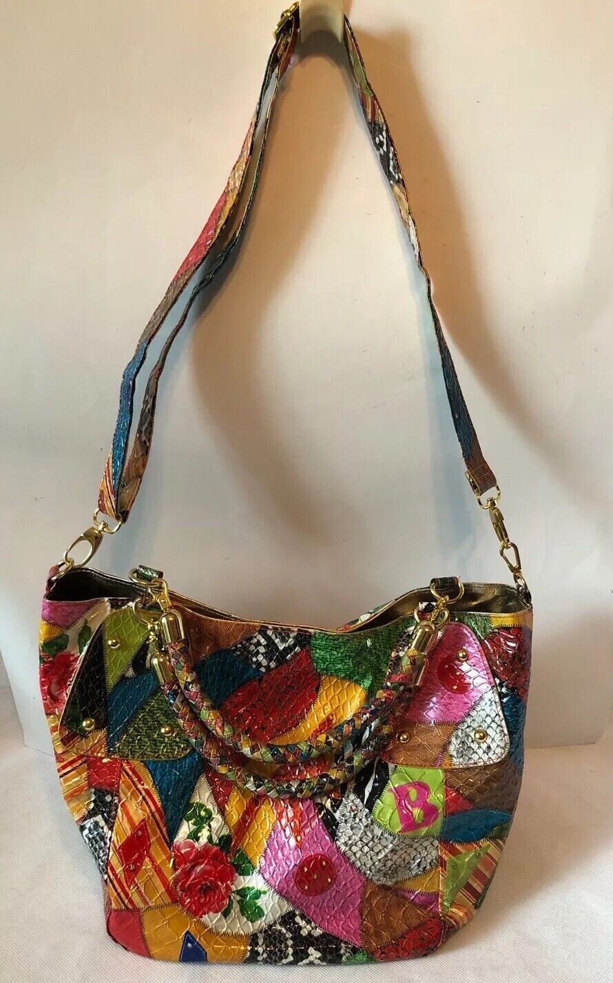 Braciano Colorful Patchwork Snakeskin Handbag