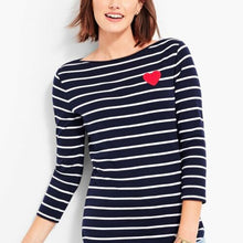 Load image into Gallery viewer, Talbots Boatneck Striped Top W/ Heart- M
