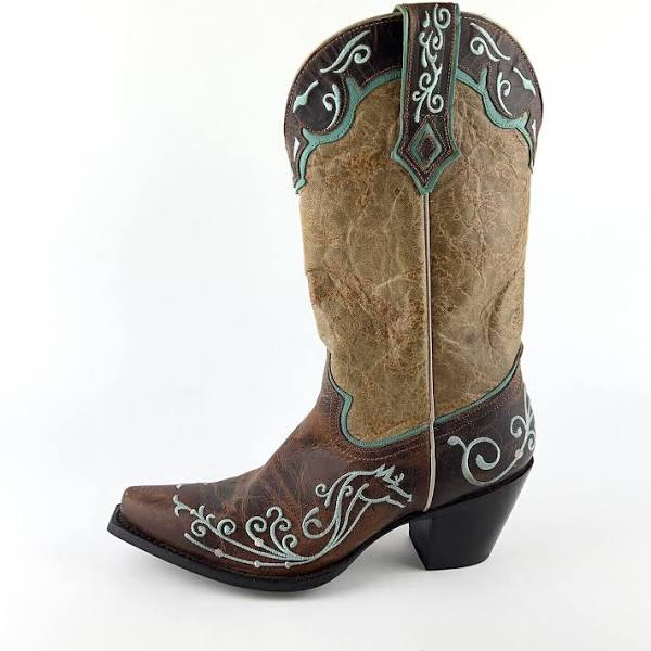 Sterling River Brown Turquoise Cowboy Boots - Size 10