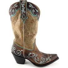 Load image into Gallery viewer, Sterling River Brown Turquoise Cowboy Boots - Size 10
