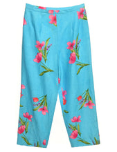 Load image into Gallery viewer, Talbots Turquoise Linen Floral Pants - Size 10
