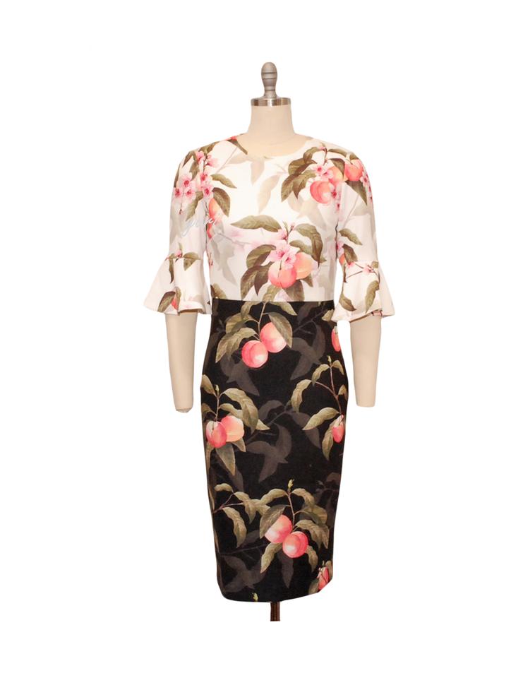 Ted Baker Bell Sleeve Peaches Dress - Size 4