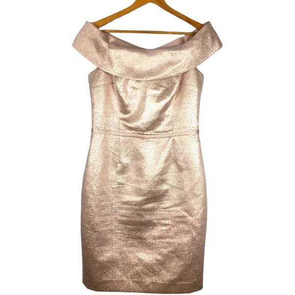 Teri Jon Rose Gold Glitter Dress - Size 6