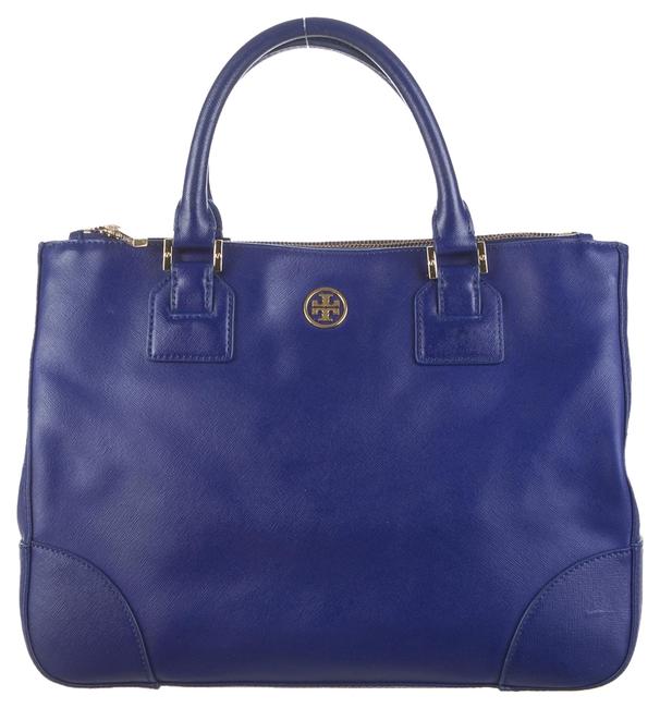 Tory Burch Robinson Cobalt Blue Double Zip Shoulder Bag