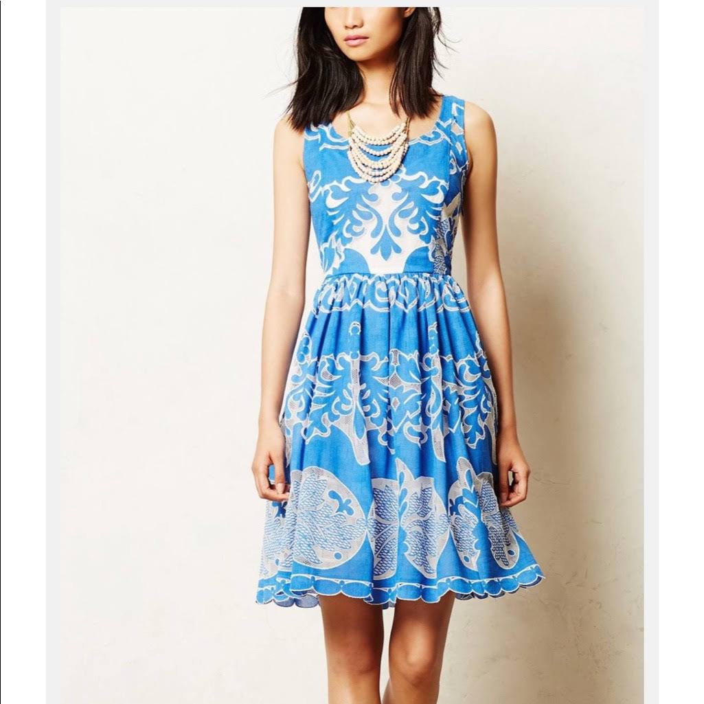 Plenty by Trace Reese Blue & White Tea Dress - Size 6