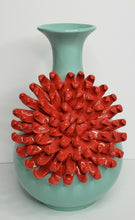 Load image into Gallery viewer, Mint Vase with 3D Red Flower
