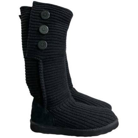 UGG Black Knit Cardy Boot - Size 8
