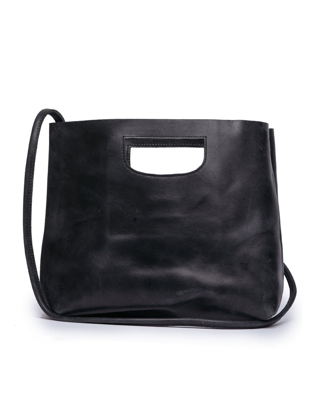 Black Cut Out Handle Large Cross Body Bag