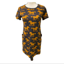 Load image into Gallery viewer, Vivienne Tam Wild Horses Black Bown Cotton Sift Dress - Medium
