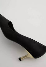 Load image into Gallery viewer, Zara Black Suede Gold Kitten Heels - 38
